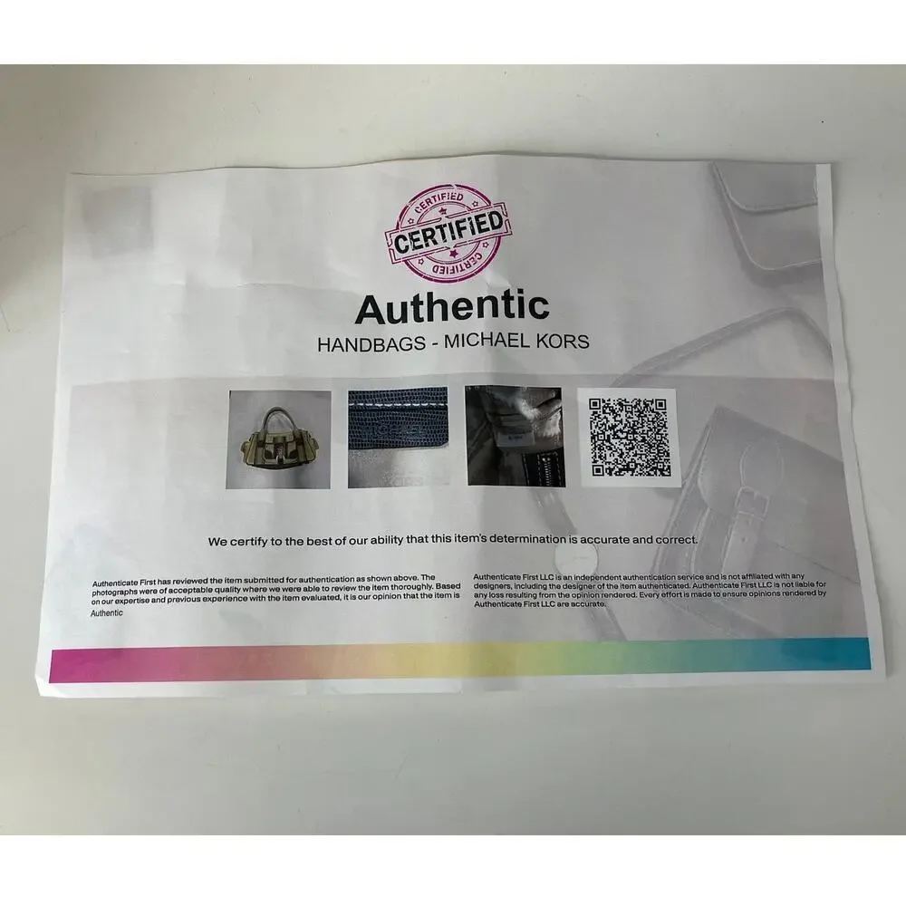 MICHAEL KORS SATIN, CANVAS STRIPED BLINGED MAKEUP DUFFLE BAG - Picture 16 of 16